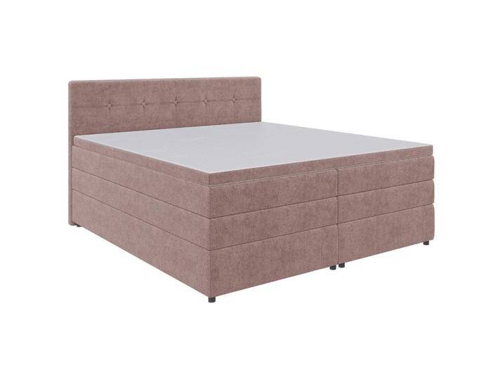 Carryhome BOXSPRINGBETT, Hellrot, H3, Höhe ca. 18 cm, 200x200 cm, gepolstertes Kopfteil, Topper durchgehend, in verschiedenen Größen erhältlich, von CARRYHOME