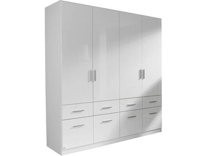 Carryhome DREHTÜRENSCHRANK, Weiß, Weiß Hochglanz, Kunststoff, 2 Fächer, 8 Schubladen, 181x197x54 cm, Blauer Engel, Goldenes M, Made in Germany, von CARRYHOME