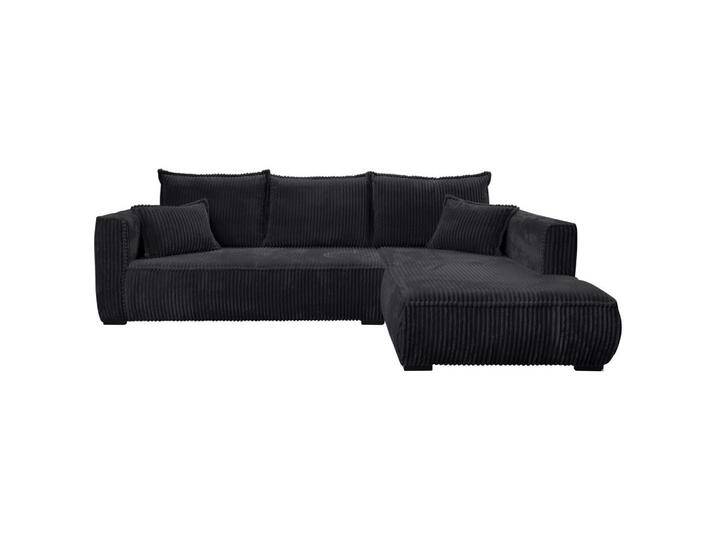 Carryhome ECKSOFA, Schwarz, Buche, Hartholz, 3-Sitzer, Füllung: Polyurethan (PUR), Silikon,Polyurethan (PUR), Silikon, Ottomane rechts, L-Form, von CARRYHOME