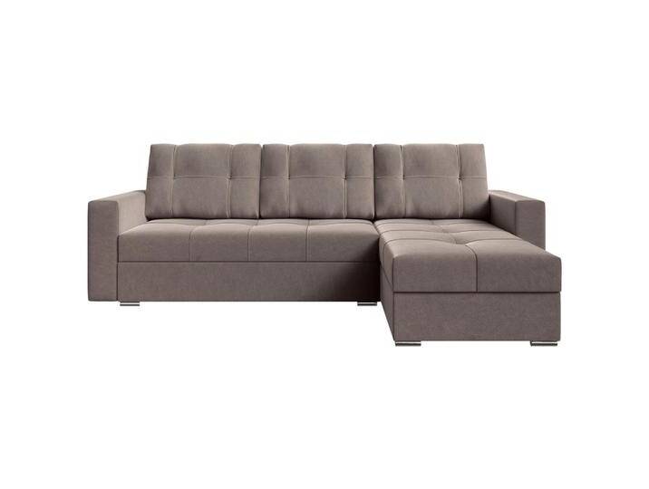 Carryhome ECKSOFA, Taupe, 3-Sitzer, Füllung: Schaumstoffflocken, Ottomane rechts, seitenverkehrt montierbar, L-Form, 233x140 cm, Liegefunktion, von CARRYHOME