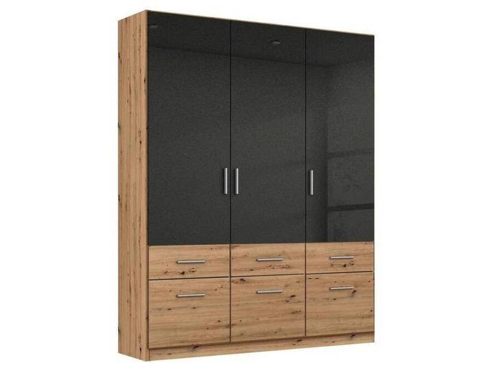 Carryhome KLEIDERSCHRANK, Dunkelgrau, Eiche Artisan, Kunststoff, 2 Fächer, 6 Schubladen, 136x197x54 cm, Blauer Engel, Goldenes M, Made in Germany, von CARRYHOME