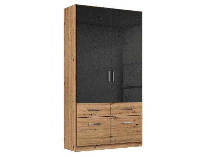 Carryhome KLEIDERSCHRANK, Dunkelgrau, Eiche Artisan, Kunststoff, 4 Schubladen, 91x197x54 cm, Blauer Engel, Goldenes M, Made in Germany, Typenauswahl, von CARRYHOME