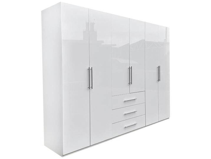 Carryhome KLEIDERSCHRANK, Weiß, Weiß Hochglanz, 7 Fächer, 3 Schubladen, 294x219x59 cm, in verschiedenen Größen erhältlich, Holzdekoren erhältlich, von CARRYHOME