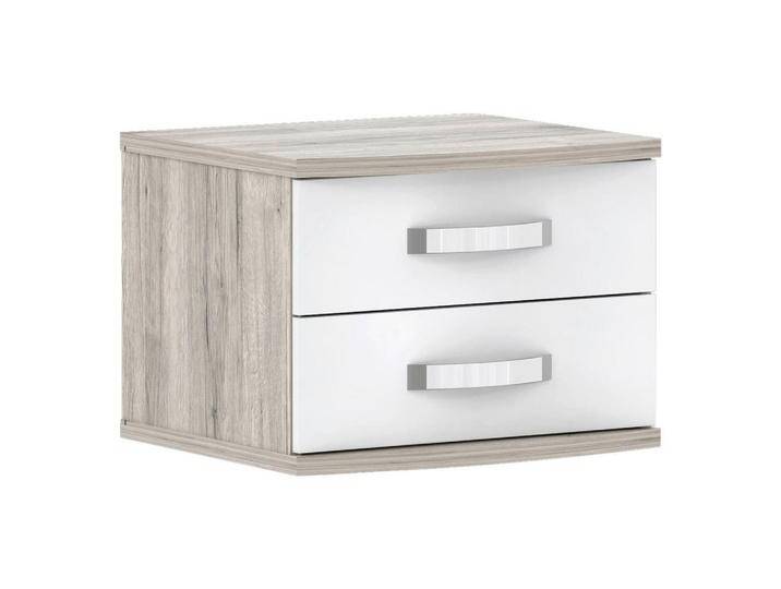 Carryhome NACHTSCHRANK, Eiche, Weiß Hochglanz, 2 Schubladen, 50.4x41.4x46 cm, Schlafzimmer, Nachttische von CARRYHOME