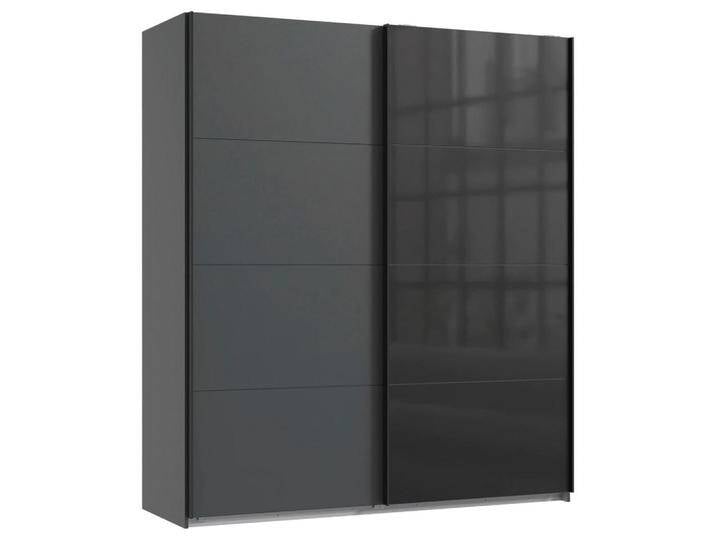 Carryhome SCHWEBETÜRENSCHRANK, Graphit, Schwarz, 2 Fächer, 180x208x65 cm, Made in Germany, Beimöbel erhältlich, umfangreiches Zubehör in verschiedenen von CARRYHOME