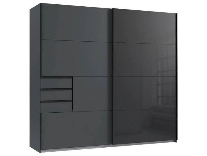 Carryhome SCHWEBETÜRENSCHRANK, Graphit, Schwarz, 4 Fächer, 225x208x64 cm, Made in Germany, Beimöbel erhältlich, umfangreiches Zubehör in verschiedenen von CARRYHOME