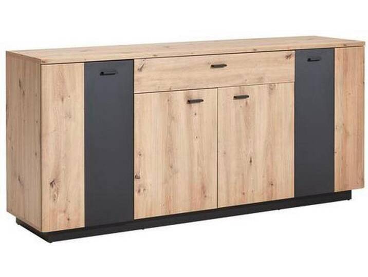 Carryhome SIDEBOARD, Anthrazit, Eiche, 3 Fächer, 1 Schubladen, 180x82x44 cm, Beimöbel erhältlich, Wohnzimmer, Kommoden & Sideboards, Sideboards von CARRYHOME