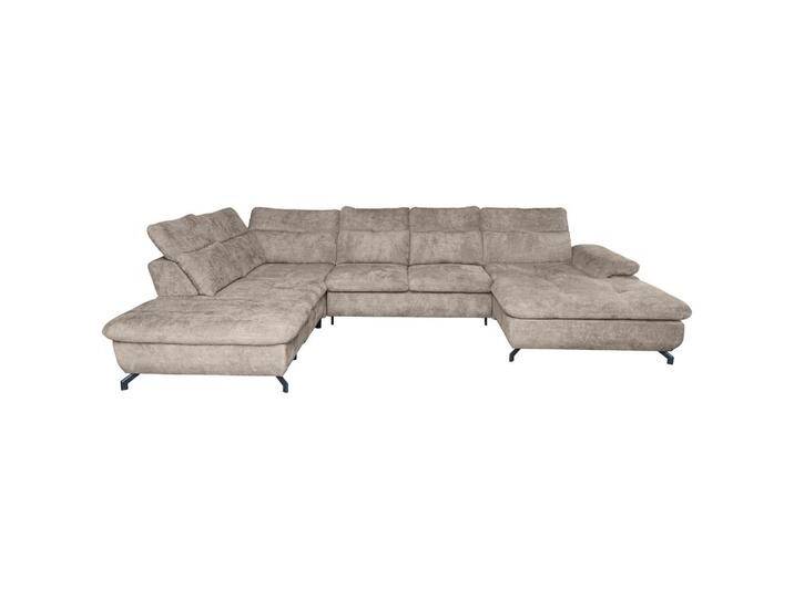 Carryhome WOHNLANDSCHAFT, Beige, 6-Sitzer, Ottomane rechts, U-Form, 357x253 cm, Liegefunktion, seitenverkehrt erhältlich, Schlafen auf Sitzhöhe, von CARRYHOME