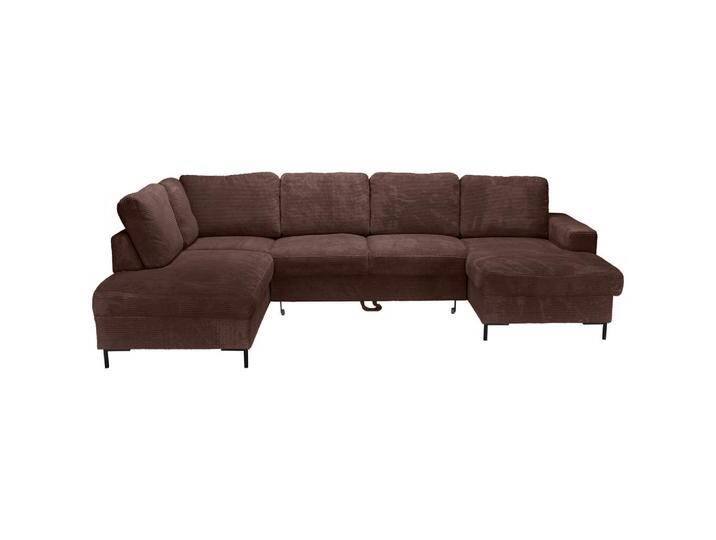 Carryhome WOHNLANDSCHAFT, Dunkelbraun, 5-Sitzer, Füllung: Schaumstoffflocken, Ottomane rechts, U-Form, 303x197 cm, Liegefunktion, seitenverkehrt von CARRYHOME