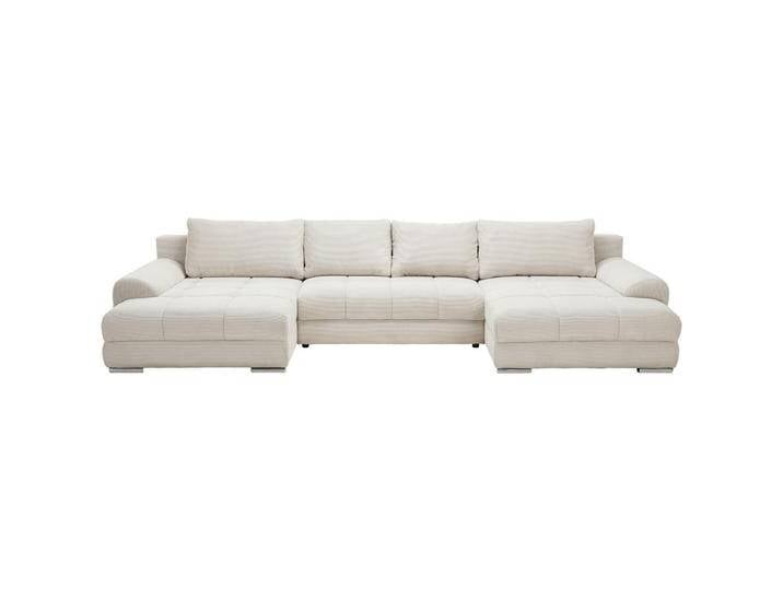 Carryhome WOHNLANDSCHAFT, Natur, 4-Sitzer, Füllung: Schaumstoff, U-Form, 376x180 cm, Liegefunktion, Schlafen auf Sitzhöhe, Rücken echt, Wohnzimmer, von CARRYHOME