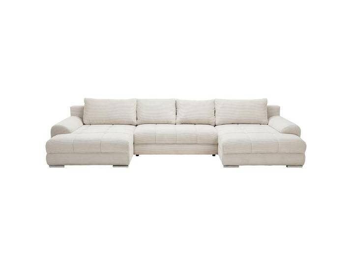 Carryhome WOHNLANDSCHAFT, Natur, 4-Sitzer, Füllung: Schaumstoff, U-Form, 376x180 cm, Liegefunktion, Schlafen auf Sitzhöhe, Rücken echt, Wohnzimmer, von CARRYHOME