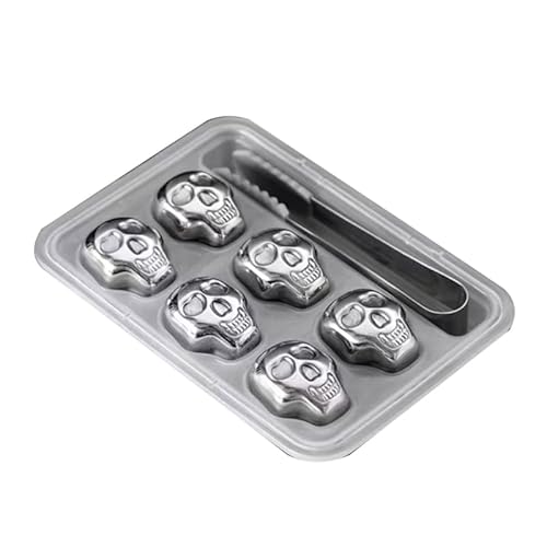 CARTBAE TotenkopfföRmige Whiskey Steine ​​Aus Edelstahl EiswüRfel Wiederverwendbar Whiskey KüHlsteine Metall GeträNkeküHlstein Totenkopf Whiskey Steine Metall GeträNkeküHlstein von CARTBAE