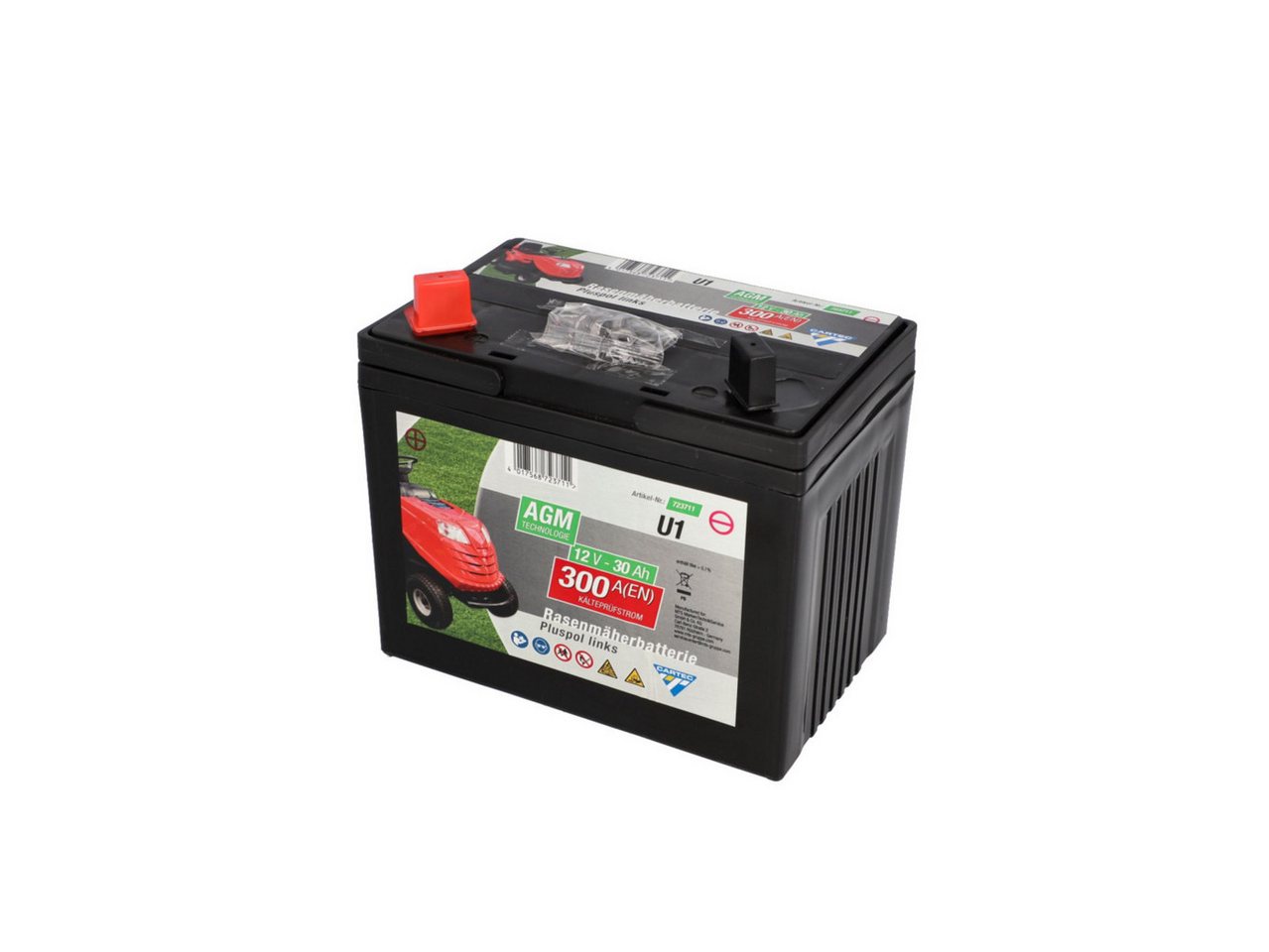 CARTEC Rasenmähermesser Cartec Rasenmäherbatterie 30Ah/300A +links von CARTEC