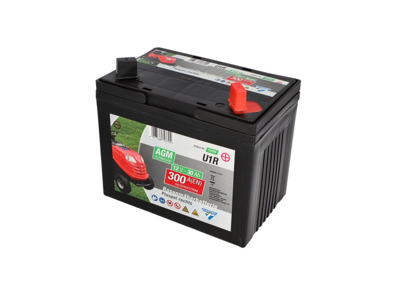 CARTEC Rasenmähermesser Cartec Rasenmäherbatterie 30Ah/300A +rechts von CARTEC