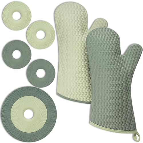 Hitzebeständiges Silikon-Backofen-Mitt- und Untersetzer-Set, Set B Two-Color Hitzebeständiges Silikon-Backofen-Mitt- und Untersetzer-Set, Set B Two-Color von CARTMAN