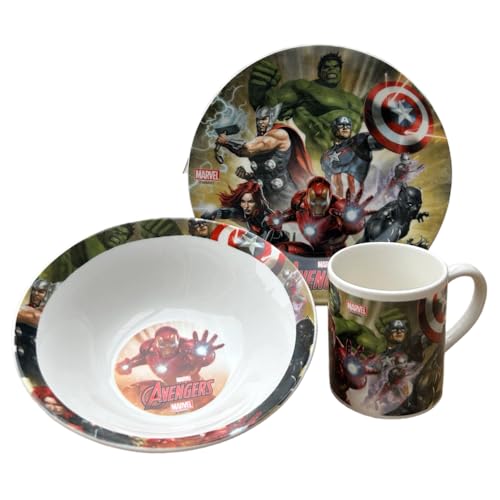 3-teiliges Set aus Keramik Avengers Marvel Tasse Schüssel Teller Geschirr für Kinder in Verpackung von CARTOON