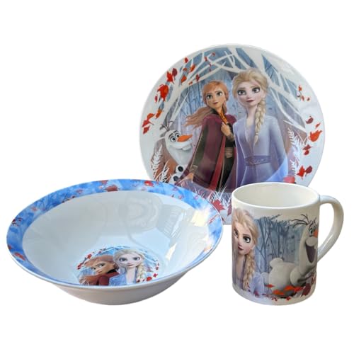 3-teiliges Set aus Keramik Frozen Disney Tasse Schüssel Teller Geschirr für Kinder in Verpackung von CARTOON