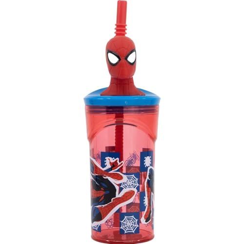 CARTOON 3D-Figur-Trinkbecher aus Kunststoff, wiederverwendbar, BPA-frei, Fassungsvermögen 360 ml (Spiderman (1)) von CARTOON