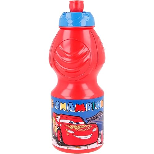 CARTOON Cars Disney Trinkflasche aus Kunststoff, wiederverwendbar, BPA-frei, mit Schnuller, 400 ml von CARTOON