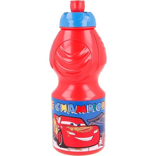 CARTOON Disney Cars Trinkflasche aus Kunststoff, wiederverwendbar, BPA-frei, mit Schnuller für Kinder, Fassungsvermögen 400 ml von CARTOON