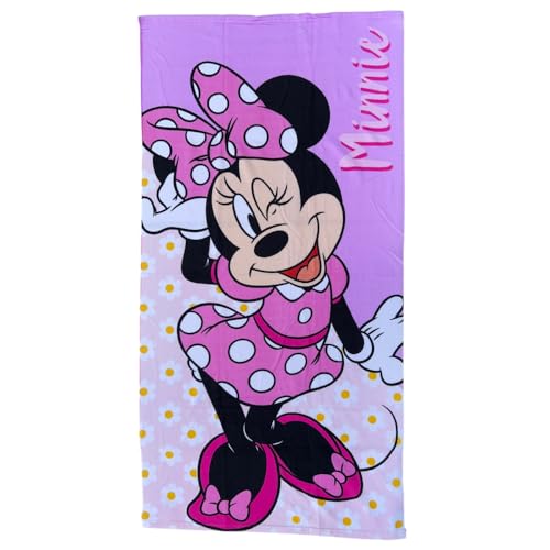 CARTOON Disney Minnie Strandtuch aus Polyester-Mikrofaser für Kinder, 245 g/m², Größe 70 x 140 cm von CARTOON