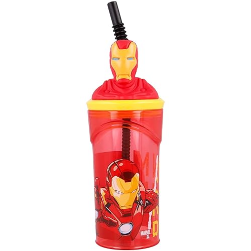 CARTOON Iron Man Avengers Marvel 3D-Trinkbecher aus Kunststoff, wiederverwendbar, BPA-frei, 360 ml von CARTOON