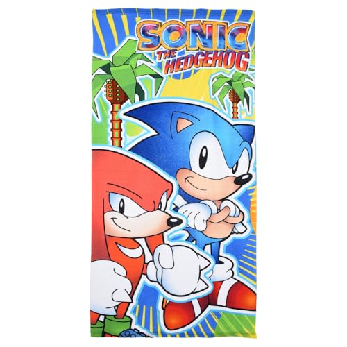 CARTOON Sonic und Knuckles Strandtuch aus Polyester-Mikrofaser Kinderhandtuch 240gsm Größe 70x140cm Strand Pool von CARTOON