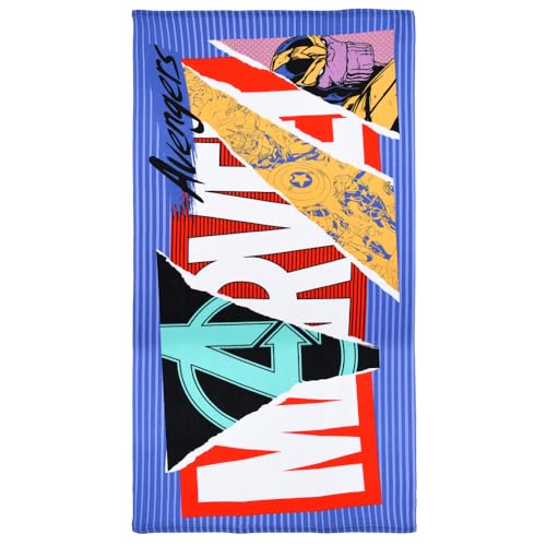 CARTOON Strandtuch Avengers Marvel aus Polyester-Mikrofaser für Erwachsene, 240 g/m², Größe 90 x 170 cm, für Strand und Pool von CARTOON