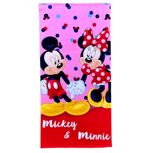 CARTOON Strandtuch Minnie und Mickey Mouse Disney Badetuch Pool Strand Mikrofaser für Kinder 140 x 70 cm von CARTOON