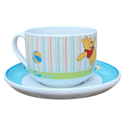 CARTOON Tasse und Untertasse Set aus Keramik Winnie the Pooh Jumbo-Tasse 450ml Speiseteller von CARTOON