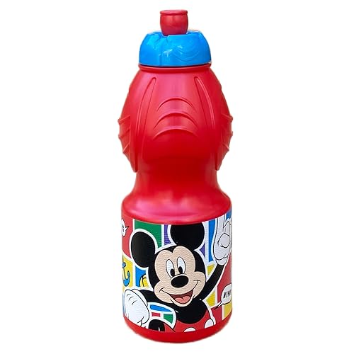 CARTOON Trinkflasche Disney Mickey aus Kunststoff, wiederverwendbar, BPA-frei, mit Schnuller, 400 ml von CARTOON