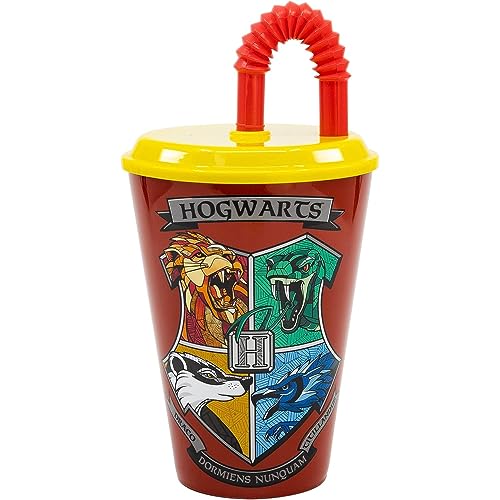 Harry Potter Trinkbecher mit Strohhalm für Kinder, halbstarr, wiederverwendbar, BPA-frei, 430 ml von CARTOON