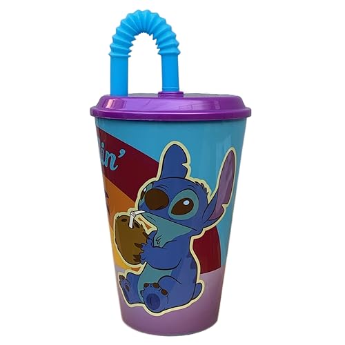 Stitch Disney Stitch Trinkbecher aus Kunststoff, wiederverwendbar, halbstarr, BPA-frei, 430 ml von CARTOON