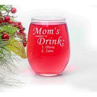 Mama Grund Zu Trinken - Graviertes Stielloses Weinglas Personalisierte Lustige Geschenkidee Für Geburtstag, Muttertag, Neue Mutter, Baby-Ankündigung von CARVELITA