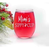 Muttertag Mimi's Sippy Cup 15 Unzen Graviertes Weinglas - Für Neue Mini-Wiederherstellung Mimi Geschenke Oma Geburtstagsgeschenke von CARVELITA