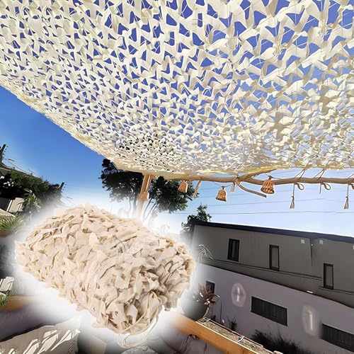 Beiges Tarnnetz Sonnenschutznetz aus 210D Oxford-Stoff atmungsaktiv und langlebig geeignet für Sonnenschutz im Garten Fotografie-Hintergrund Jagd Tarnung Themendekoration Camping usw(Color:1,Size:2*5 von CARXB