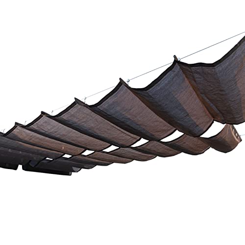 Einziehbares Pergola-Segel-Pergola-Dachabdeckung Wellen-Schatten-Abdeckung Markisen-Abdeckung für Patio-Garten im Freien, Größenanpassung Einziehbares Sonnensegel(Color:Brown,Size:0.6x7m) von CARXB