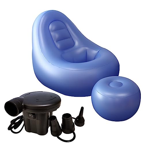 CARZUNI Blow Up Couch, aufblasbarer Loungesessel mit Ottomane Blow Up Chaise Lounge Air Chair Lazy Sofa Set, BBL Recovery Sofa (Color : Blue) von CARZUNI