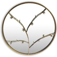 Casa Chic - Elegance by Akzent-Wandspiegel - 80 x 80 cm - Rundspiegel mit Metallzweigen - Blattgold-Effekt von CASA CHIC