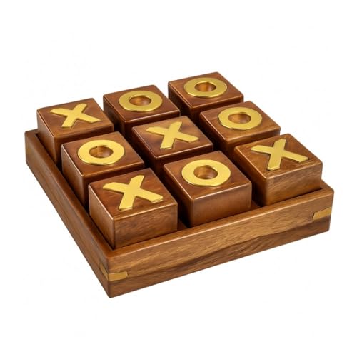 Deco Object Tic Tac Toe in Box Holz - Gold/Braun - L23 x B23 x H7 cm Deco Object Tic Tac Toe in Box Holz - Gold/Braun - L23 x B23 x H7 cm von CASA DI ELTURO
