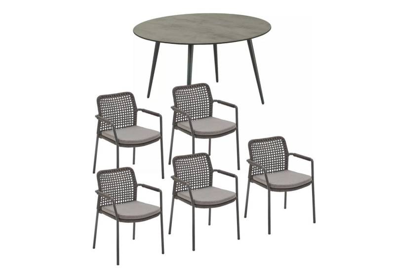 CASA DOMA Garten-Essgruppe Napola/Fasano, (Spar-Set, 6-tlg., Alu & Rope anthrazit, HPL Chromix anthrazit, Outdoor), 1 Tisch & 5 Stühle, DuPont®-Pulverbeschichtung anthrazit von CASA DOMA