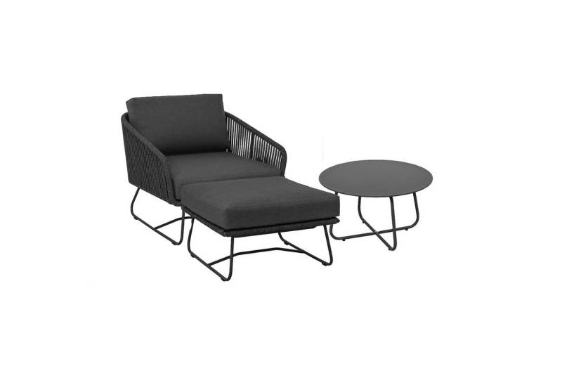 CASA DOMA Gartenlounge-Set Ribera/Arista, (3-tlg), Edelstahl anthrazit, Rope & wetterfester Outdoor-Stoff von CASA DOMA