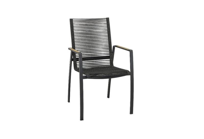 CASA DOMA Gartenstuhl Mineo, Edelstahl anthrazit/Rope/Teak, Stapelstuhl von CASA DOMA