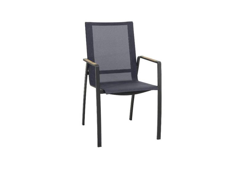 CASA DOMA Gartenstuhl Mineo, Edelstahl anthrazit/Sunproof®/Teak, Stapelstuhl von CASA DOMA