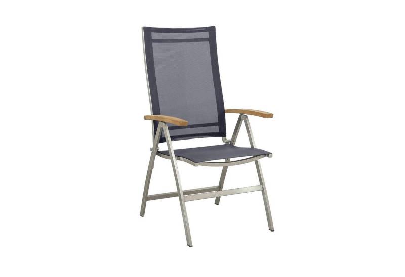 CASA DOMA Gartenstuhl Mineo, Klappsessel, Edelstahl/Sunproof®/Teak, Hochlehner, verstellbar von CASA DOMA