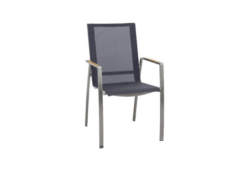 CASA DOMA Gartenstuhl Mineo, wetterfester Stapelstuhl aus Edelstahl/Sunproof®/Teak von CASA DOMA