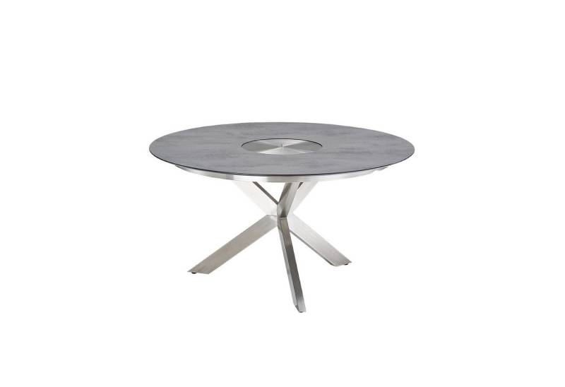 CASA DOMA Gartentisch Rosano (Outdoor-Tisch mit Dreibein-Gestell, Tisch mit Kreuzgestell, Tischplatte mit Schweizer Kante), Gartentisch, Edelstahl gebürstet, Tischplatte HPL, Ø 138 cm von CASA DOMA