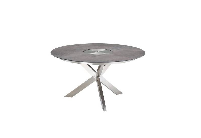 CASA DOMA Gartentisch Rosano (Outdoor-Tisch mit Dreibein-Gestell, Tisch mit Kreuzgestell, Tischplatte mit Schweizer Kante), Gartentisch, Edelstahl gebürstet, Tischplatte HPL, Ø 138 cm von CASA DOMA