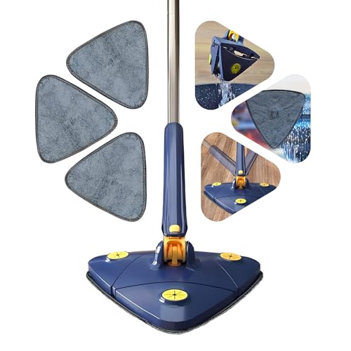 CASA Maria Easy Squeeze Dreieckiger Mop Set, 360 Grad drehbarer Bodenwischer mit Auswringfunktion, Premium Mikrofaser, 2+1 Ersatzpads, Wischmopp für Laminat, Fliesen, Parkett CASA Maria Easy Squeeze Dreieckiger Mop Set, 360 Grad drehbarer Bodenwischer mit Auswringfunktion, Premium Mikrofaser, 2+1 Ersatzpads, Wischmopp für Laminat, Fliesen, Parkett von CASA MARIA
