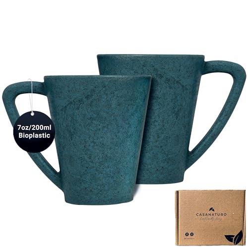 CASA NATURO ® umweltfreundliches Himalaya-Pinienadelholz Tee Kaffee Becher Geschenk, Kunststoff frei, nachhaltig, langlebig, leichtes Gewicht, mikrowellengeeignet (Aquamarin, 2) von CASA NATURO